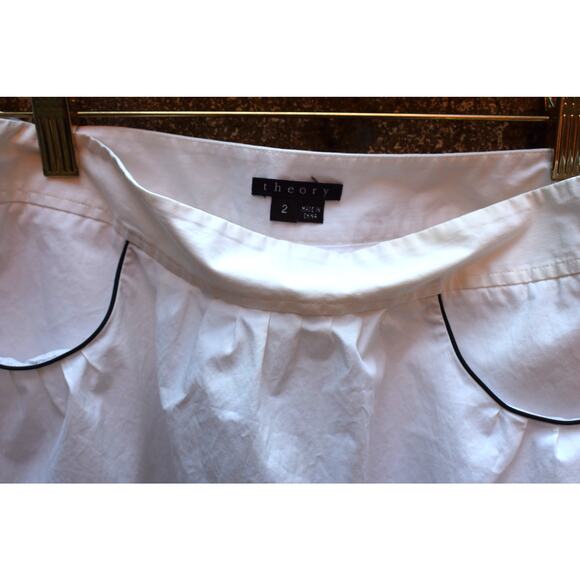 Theory White A-Line Skirt with Black Trim Size 2 - Picture 4 of 4